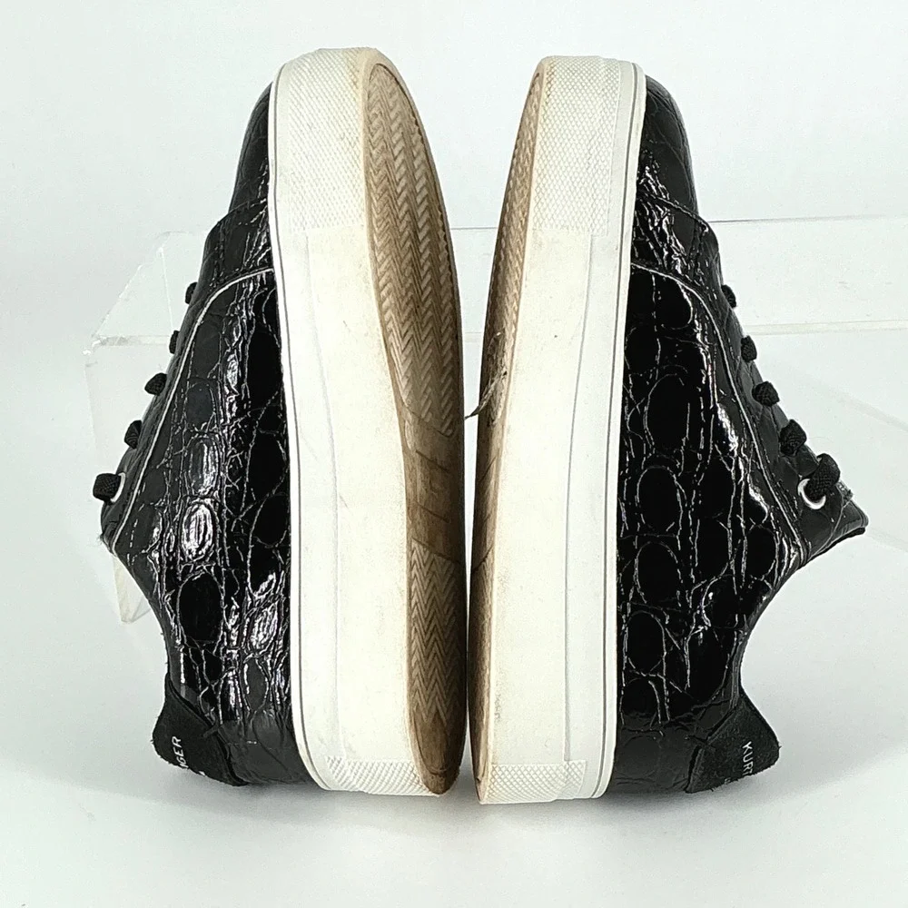 Kurt Geiger Size 12 Mini Laney Butterfly Black Croc Platform Sneakers Kids Girls